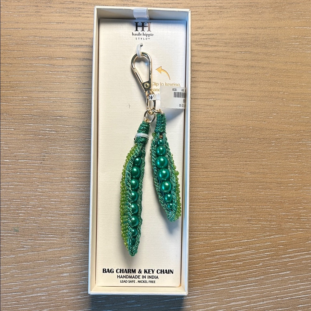 Haute Hippie Green Beaded Bag Charm & Key Chain